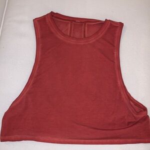 LULULEMON MUSCLE LOVE TANK TOP CROPPED - SIZE 4 - WASHED BRICK ROSE